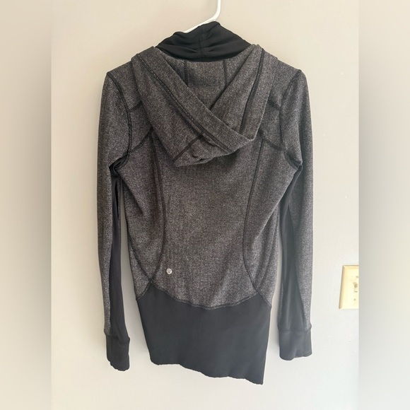 Lululemon Daily Practice Jacket Heathered Herringbone Black Full Zip Hooded - Picture 3 of 6